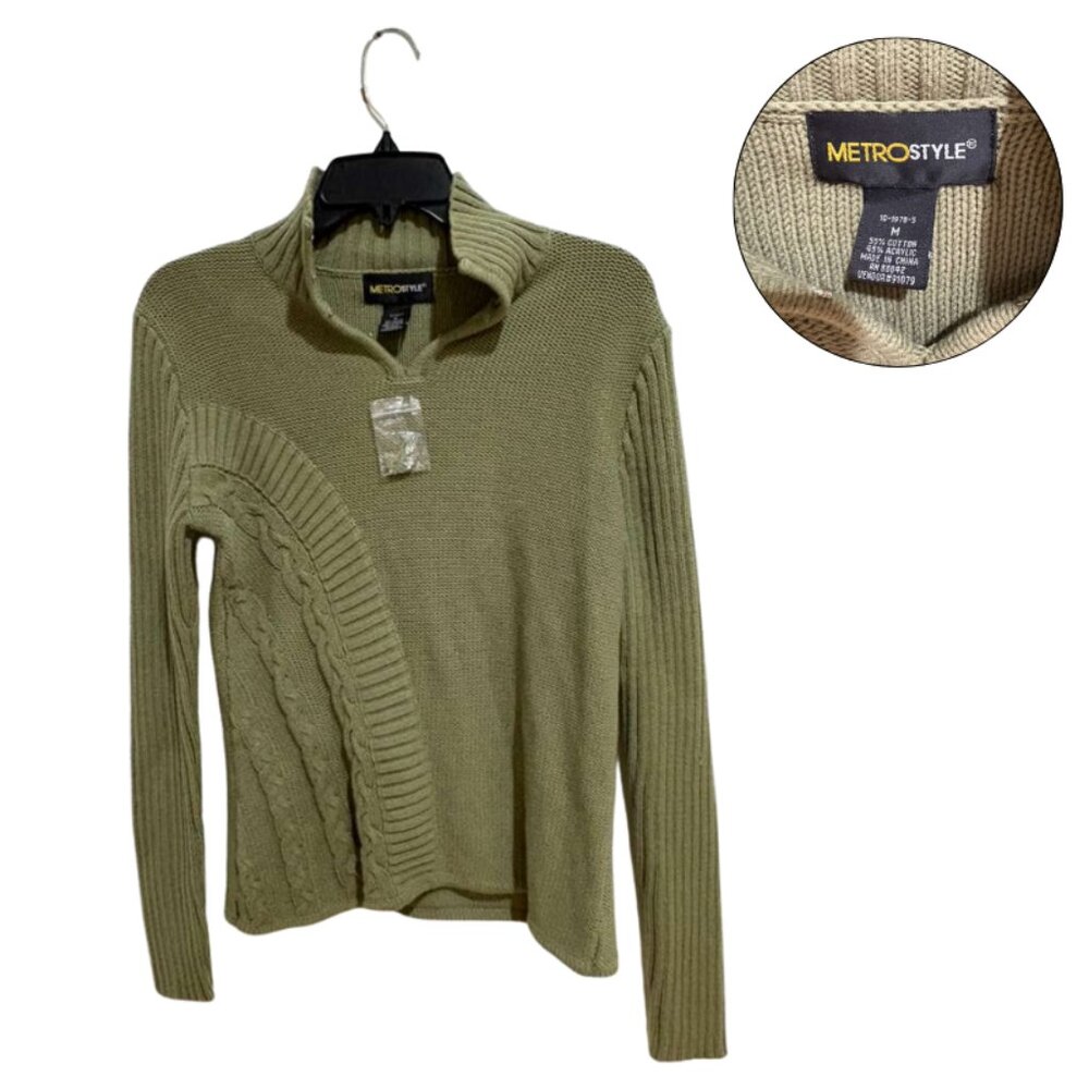 Metrostyle Olive Cable Knit Sweater M